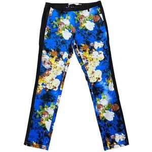 Lucy Paris Floral Tuxedo Stripe Straight Leg Trouser Pants Womens Sz Med…